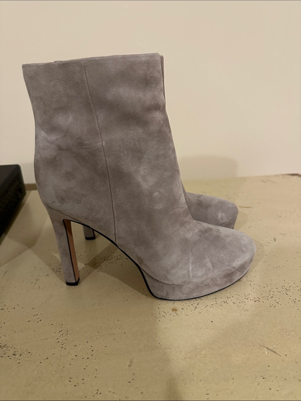 Veronica Beard Dali Platform Gray Stiletto Heeled Boots - Picture 4 of 5